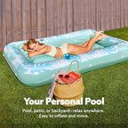 SLOOSH Inflatable Tanning Pool Lounger Float,85" x 57" Extra Large Pool Floats Adult with Pillow,4 in 1 Suntan Tub Raft Floatie,Sunbathing Bed Lounge Blow Up Ball Pit Party Gifts,XL-Cyan White