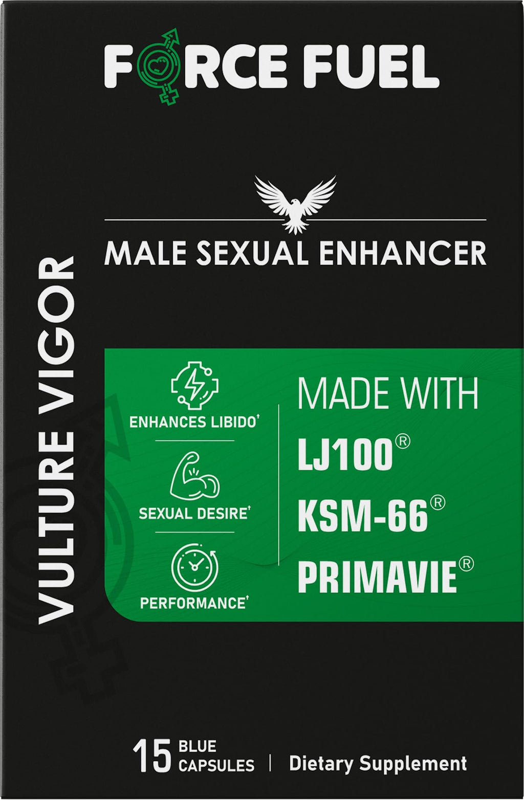 Sex Pills for Men – Last Longer in Bed and Enhance Erection Sensitivity – Includes Lab-Tested LJ100 Tongkat Ali, KSM-66 Ashwagandha & Primavie Shilajit – 15 Caps for Men Aged 20-60 – Vulture Vigor
