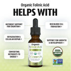 Dr. Green Life USDA Organic Folinic Acid Drops - 500 mcg per Drop | Methylation Support B9 Supplements for Kids & Adults | Supports Neurological Function, Nervous System Health & DNA Synthesis
