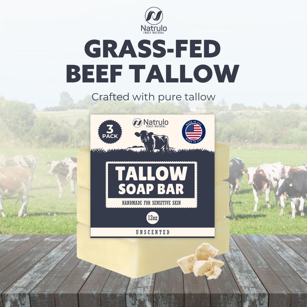 Natrulo Sebum Soap Di Res In Barra - Animal Sebum Soap Powered With All Natural Grass Without Fragrance - Moisturizing Bath Gel For Face And Body Ideal For Eczema Skin S