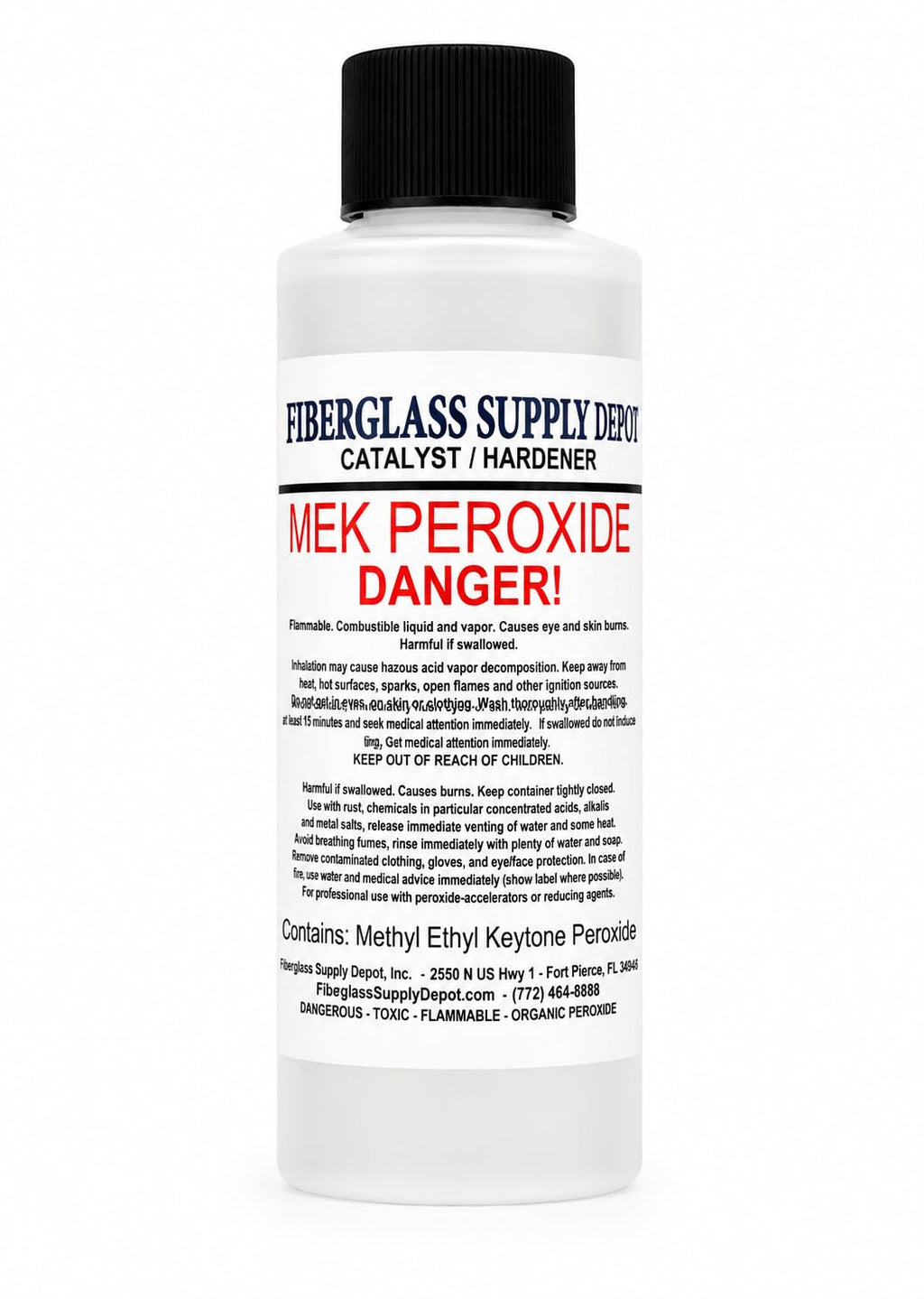 Fiberglass Supply Depot Clear Mek Peroxide Catalyst Hardener 4oz Bottle