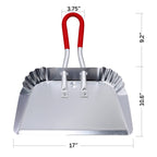 TOP DOG Metal Dustpan 17”, Aluminum Dust Pans Heavy Duty Does not Chip or Bend Sheet Metal Edge Flat Against Floor for Small Item Sweeping Rubber Coated Easy to Grasp Handle (2pcs)