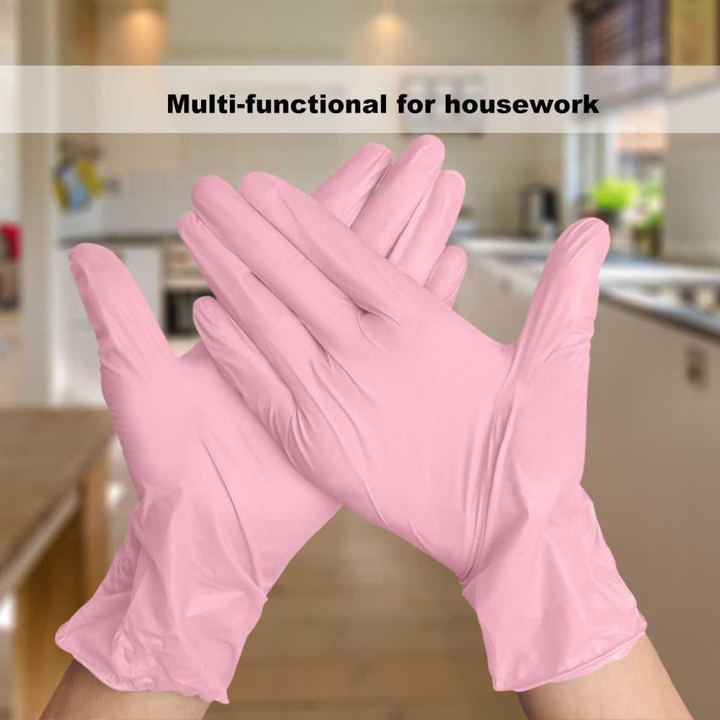 COYACOOL Disposable Gloves Medium, Nitrile and Vinyl Blend Material Gloves, Latex Free, 4 Mil 1000 Pc Food Grade Glove for Cleaning, Food Prep, Hair Dye, Tattoo, Pink