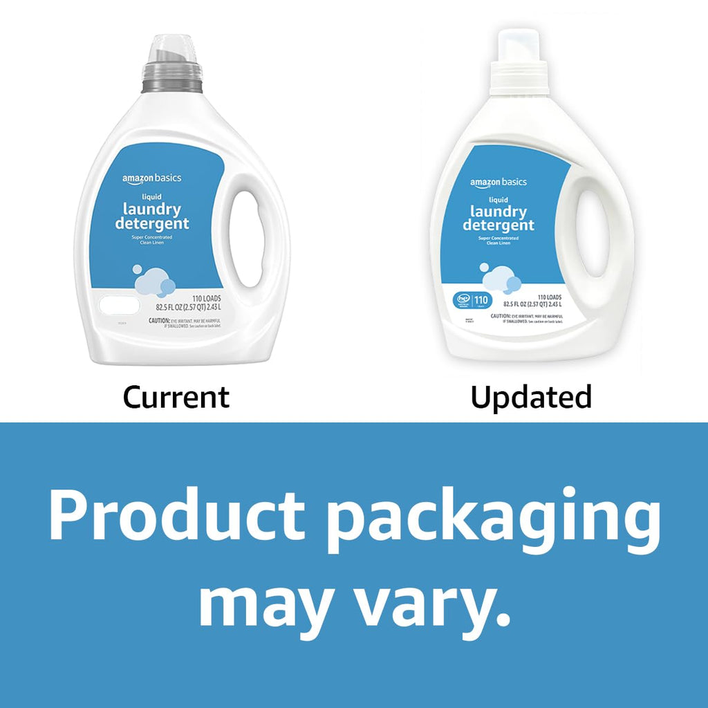 Amazon Basics Laundry Detergent Liquid, Concentrated, Clean Linen, 110 Loads, 82.5 Fl Oz, Pack of 2 (Previously Solimo)