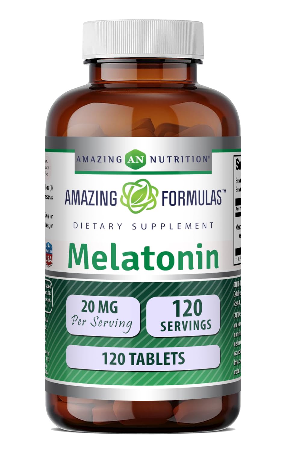 Amazing Formulas Melatonin Supplement | 20 Mg Per Serving | Tablets | Non-GMO | Gluten-Free | Made in USA (1 Pack, 120 Count)