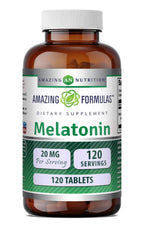 Amazing Formulas Melatonin Supplement | 20 Mg Per Serving | Tablets | Non-GMO | Gluten-Free | Made in USA (1 Pack, 120 Count)