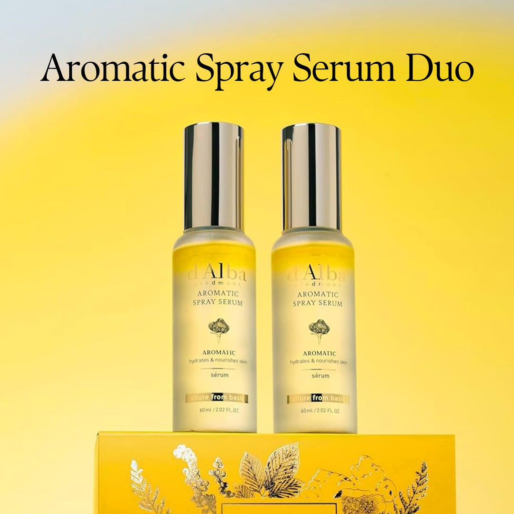 d'alba Piedmont White Truffle Vegan Gift Set, 2 bottles First Aromatic Spray Serum, Deep Hydration & Antioxidant Care, Vegan Facial Mist