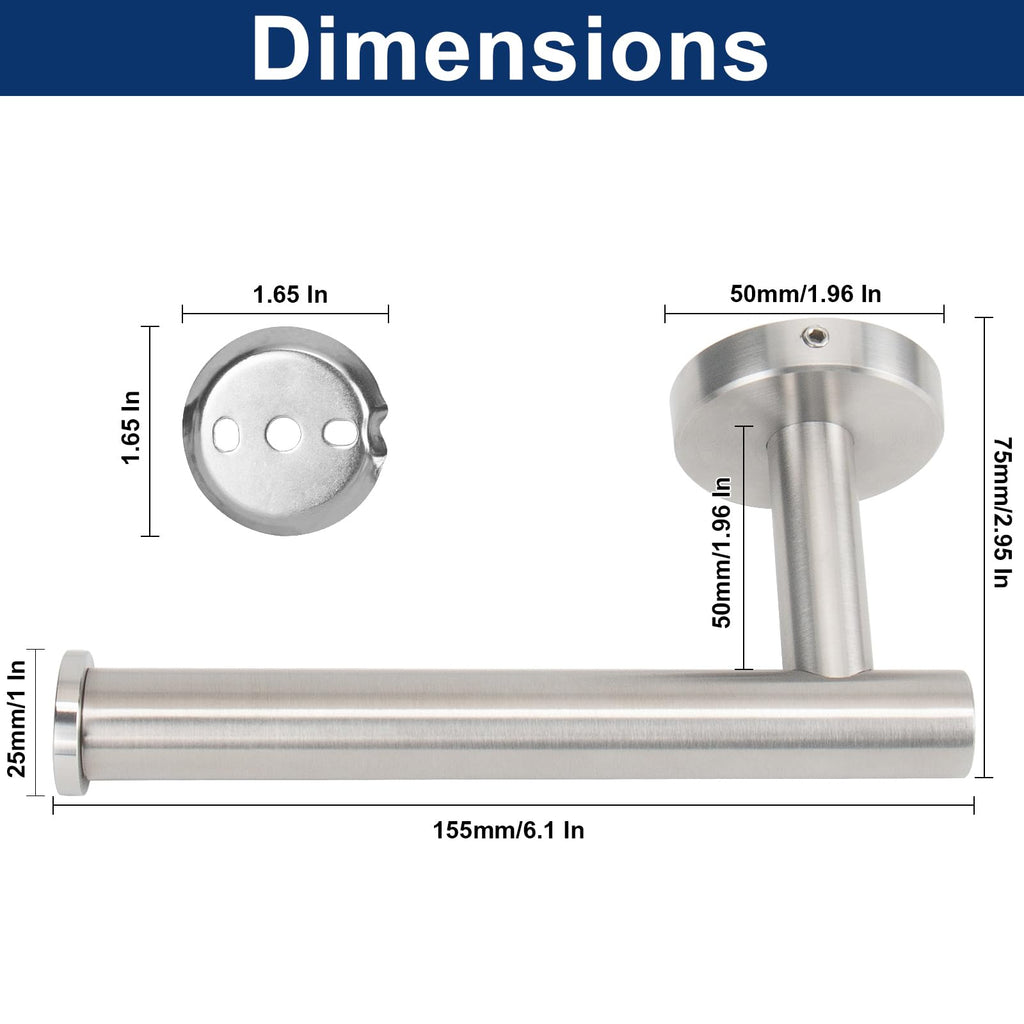 NearMoon Bathroom Toilet Paper Holder, Premium SUS304 Stainless Steel Rustproof Wall Mounted Toilet Roll Holder for Bathroom, Kitchen (2 Pack, Brushed Nickel)