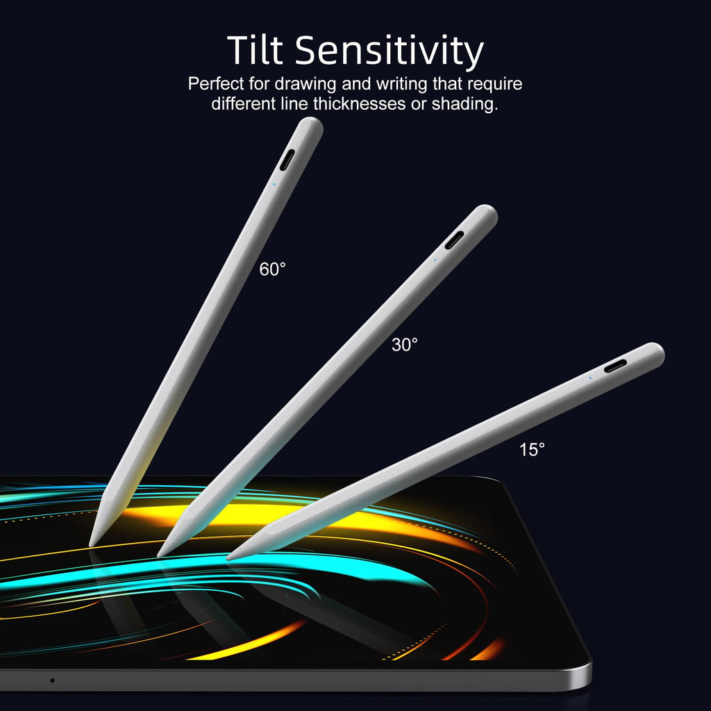 JAMJAKE Stylus Pen for iPad 6-11th Gen 2X Fast Charge, Palm Rejection-White
