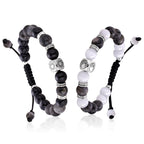 Elegant Beaded Bracelets - Natural Stone & Stainless Steel Healing Energy Jewelry for Couple Lover, Adjustable Sun and Moon Non-Smart Bracelet Set with Positive Meaning, Perfect Friendship Gifts