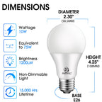 Energetic A19 Light Bulbs 75 Watt Equivalent, 1200LM Super Brightness, Daylight 5000K, E26 Standard Base, Non-Dimmable 10W A19 LED Light Bulb, UL Listed, 12 Pack