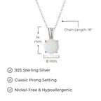 Amazon Essentials womens Sterling Silver Round Cut Created Opal Birthstone Pendant Necklace (October), 18"