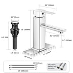 Chrome Bathroom Faucet YXOCVIR Single Hole with Pop-Up Bathroom Drain Single Handle Bathroom Faucet Suitable for Vanity Sinks, RV, Farmhouses, Suitable for 1 or 3-Hole Installation