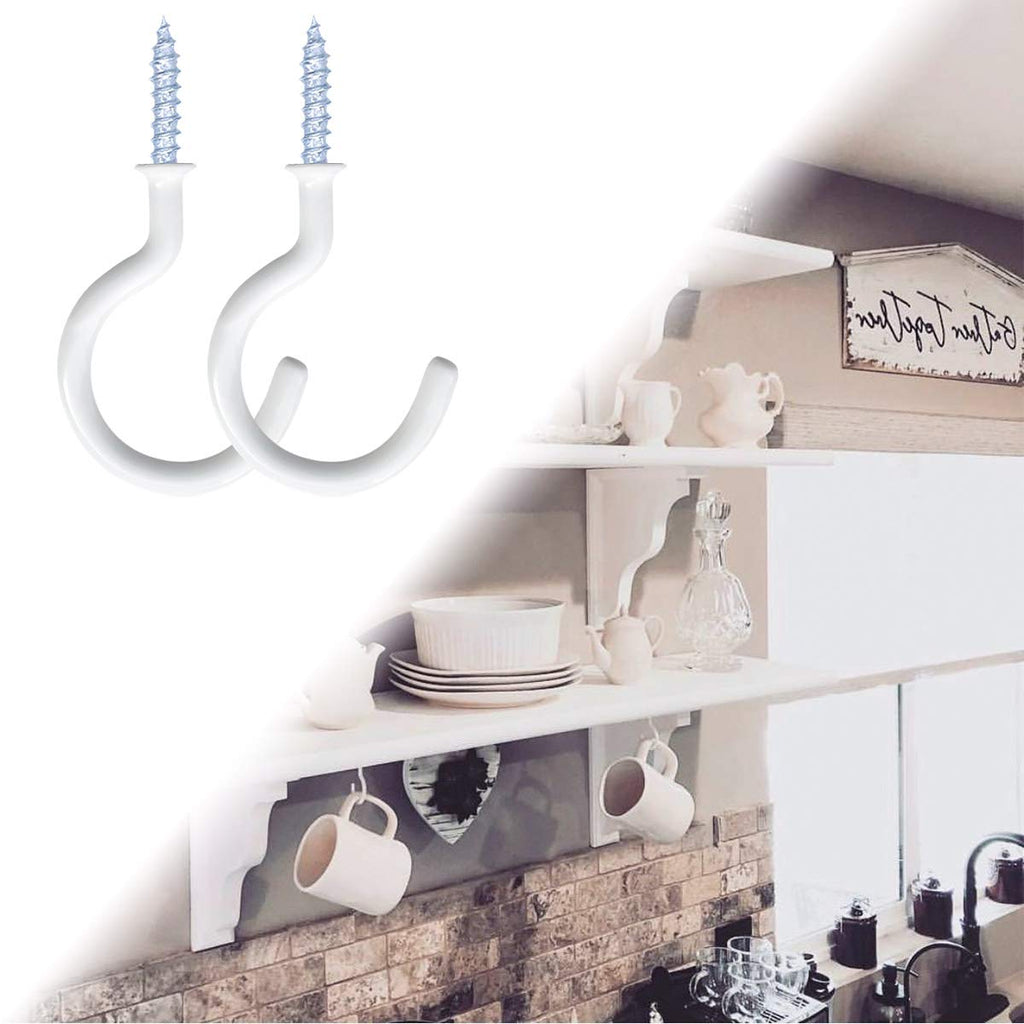 yuntop 12 Pack Vinyl Coated Ceiling Hooks,Screw-in Mug Hooks