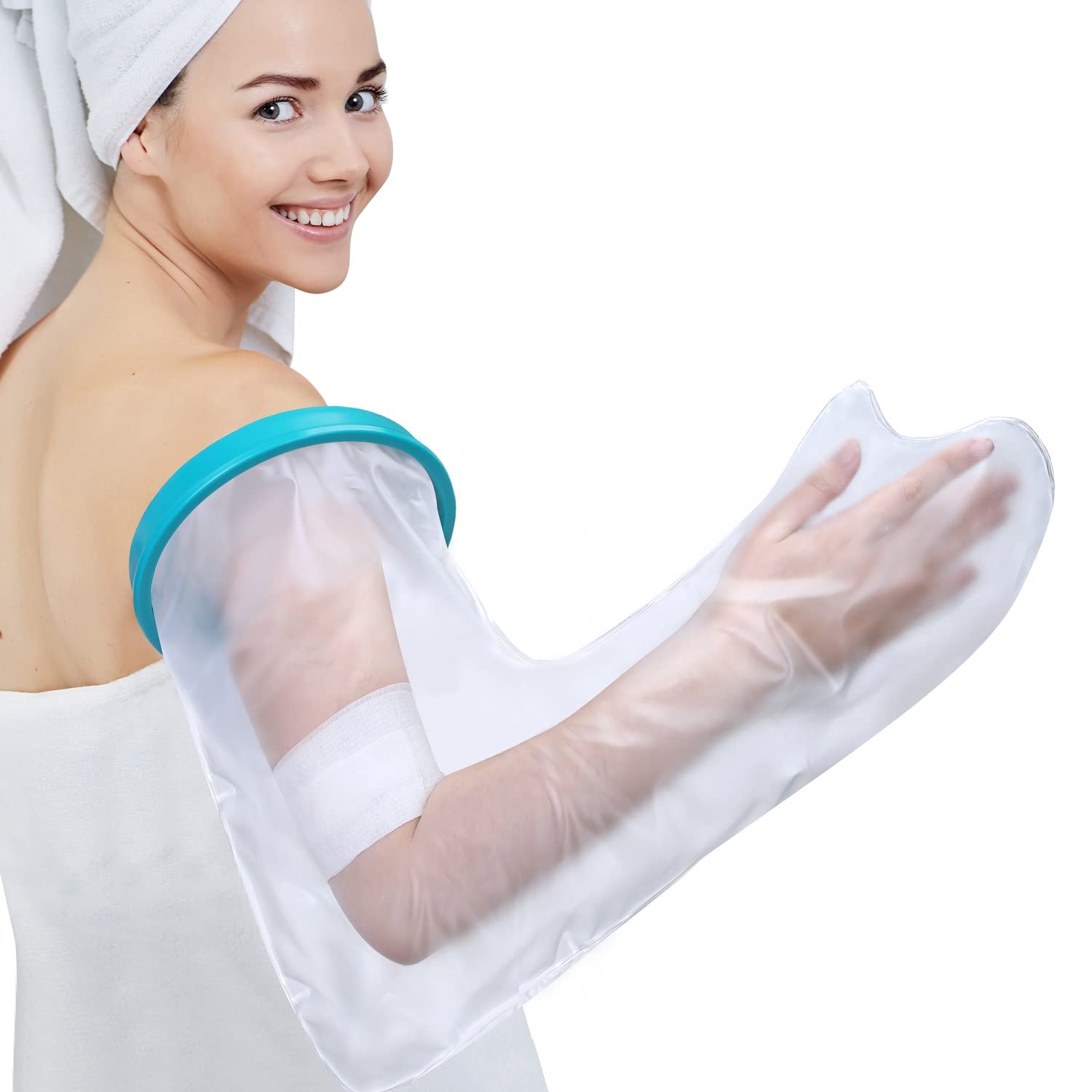 DUMSAMKER Full Arm Cast Cover for Shower Adult, 100% Waterproof Cast Shower Cover Arm, Soft Comfortable Cast Bag Cast Protector, Watertight Seal to Keep Wounds Bandage Dry, Reusable