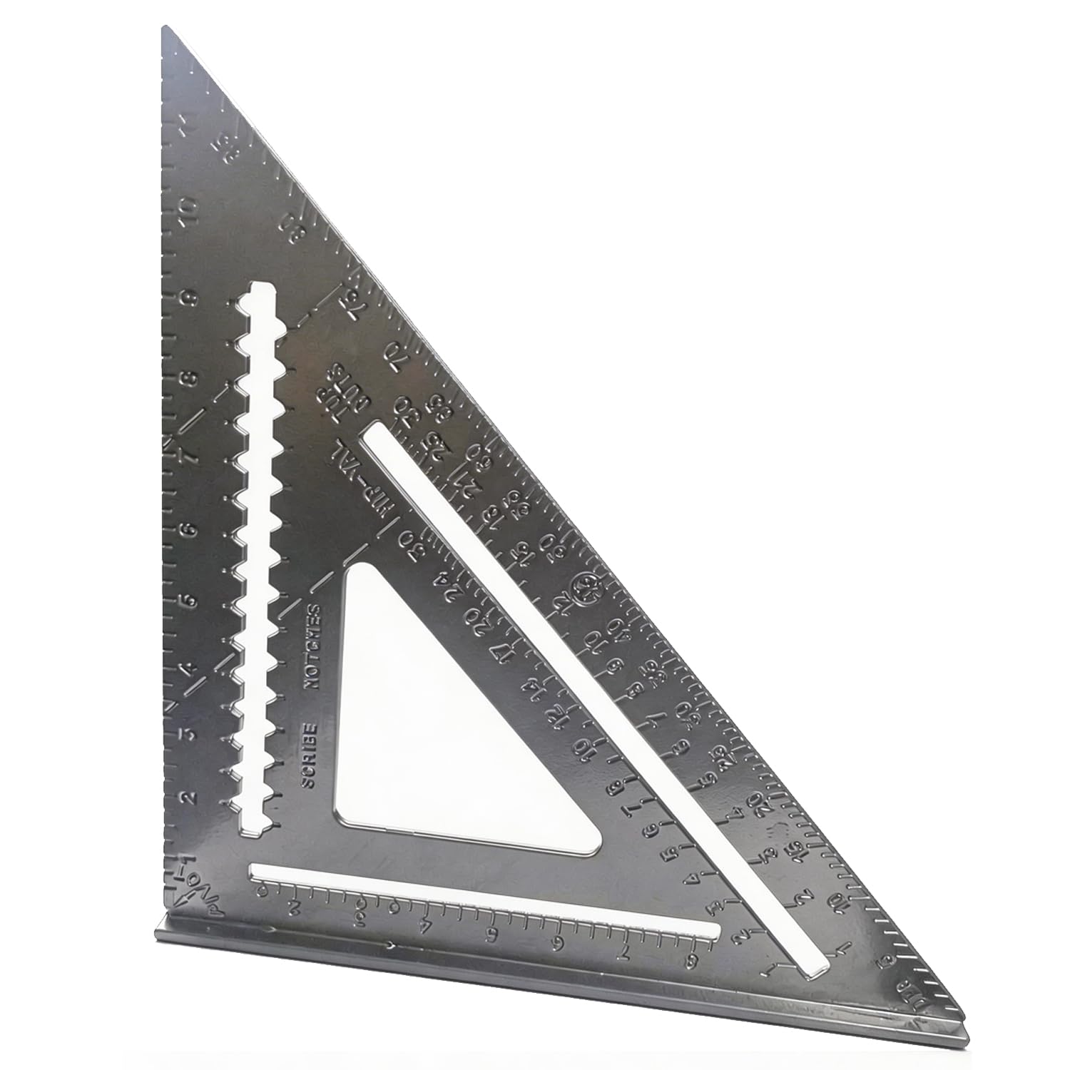 12 Inch Aluminum Rafter Square - Double-Sided Engraved Scales, Precision Carpentry Tool for Woodworking, Roof Pitch & Angle Marking