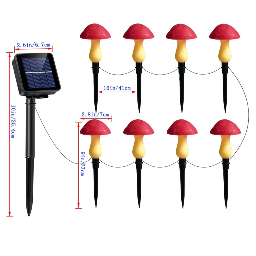 Solar Mushroom Lights Garden Decor 8 Red Crack Mushrooms Outdoor Decor Stake Lights, Waterproof Solar Pathway Light Gardening Gifts for Landscape Easter Gnomes Yard Halloween Christmas Decorations