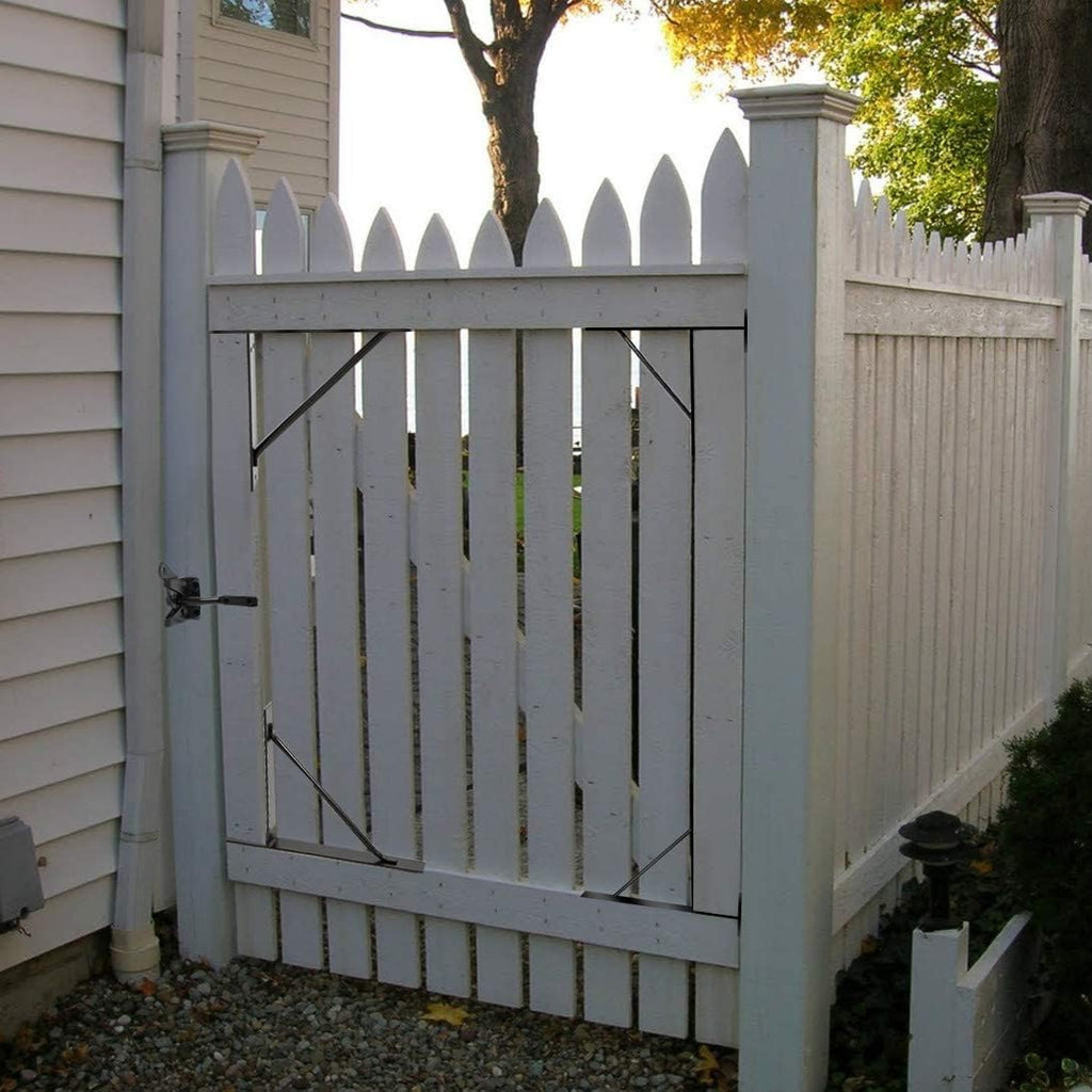 GoldOrcle Anti Sag Gate Kit Heavy Duty No Sag Kit Gate Corner Brace Bracket for Wooden Gate Fence with a Self-Locking Gate Latch (No Sag Kit A - 2Set)