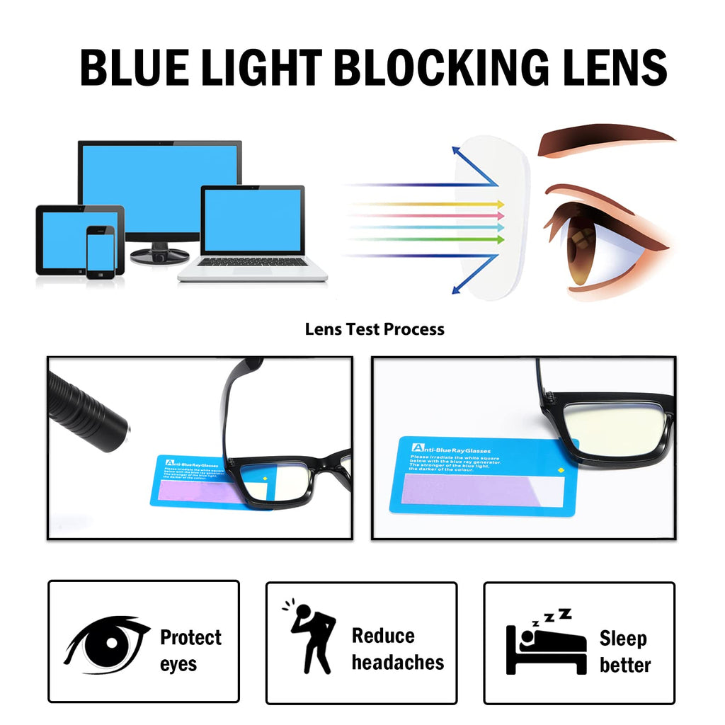 ZXYOO 4 Pack Oprah Style Reading Glasses for Women Men Blue Light Blocking Computer Square Metal Spring Readers +1.0