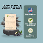 Aspen Kay Naturals Dead Sea Mud and Charcoal Soap Bar. With Organic Shea Butter & Pure Essential Oils. Charcoal Face Wash for Men, Women & Teens. (3 pack)