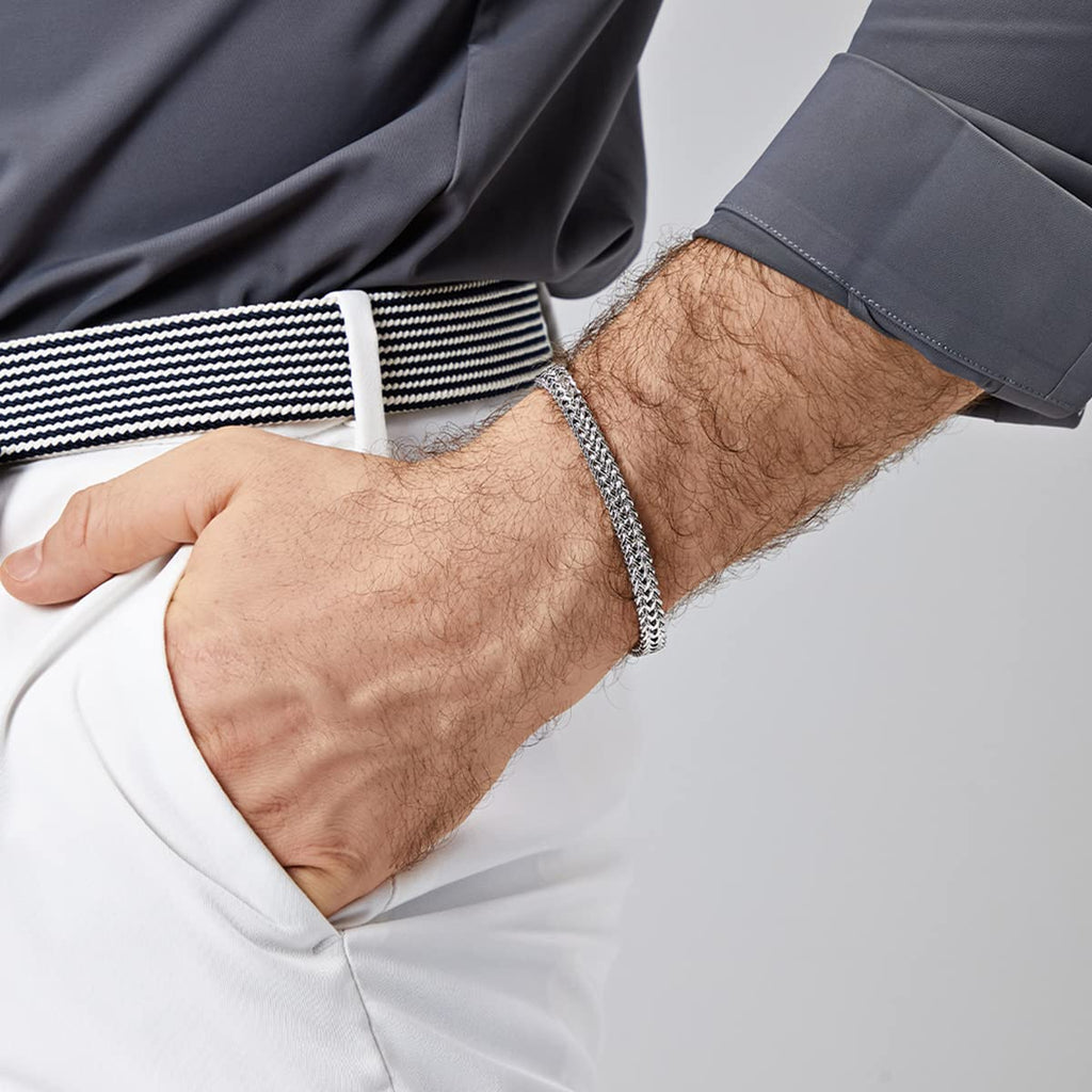 LUCKY2+7 Bracelets for Men-Stainless Steel Magnetic Clasp Franco Chain Mens Bracelet