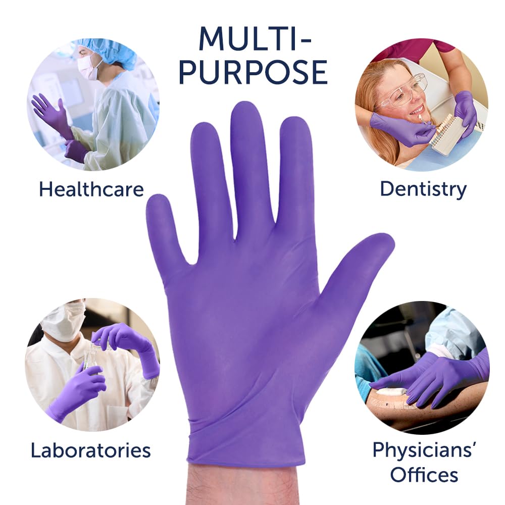 HALYARD PURPLE NITRILE Gloves Powder Free Disposable Medical Exam Gloves Dental Chemo Protection 5.9 mil 9.5 In Cuff Small Size 55081 (1 Box 100)