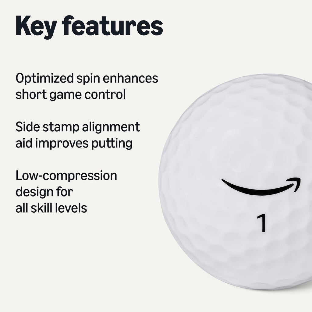 Amazon Basics Core Soft Golf Balls, Low Compression, Side Stamp Alignment, 12-Pack, White