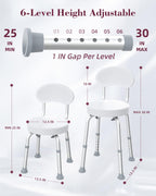 Fvzzin Swivel Shower Chair, 360° Non-Slip Shower Seat with Backrest for Elderly and Disabled, Height Adjustable Rotating Tub Transfer Bench for Seniors Bathroom Inside Shower(White)