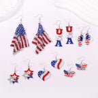 4th of July American Flag Dangle Earrings for Women Patriotic Jewelry
