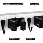 FunCee Broom Holder Wall Mount With 5 Slots & 4 Hooks，Rustic Wood Broom & Mop Hanger，Wall Mounted Garden & Garage Tool Storage Organizer Rack for Closet Laundry Room or Kitchen Wall Decor White