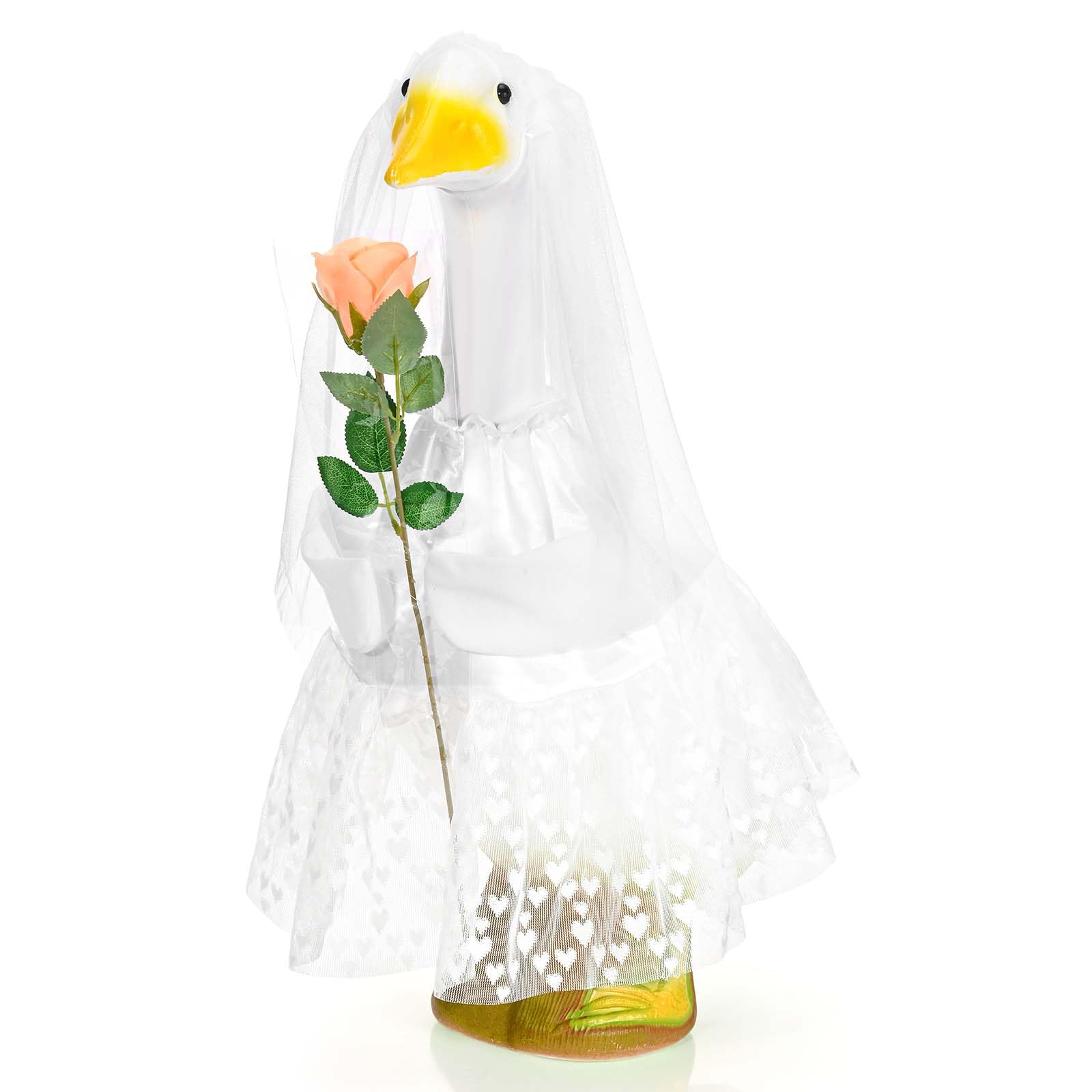 JcHrmers Bride Porch Goose Outfits 23"/ 17'' Cement Goose Decor Garden Party Yard Lawn Geese Outfit (Bride)