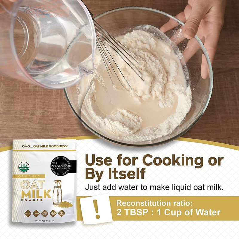Oat Milk Powder 7oz - Natural and Plant Based Milk with a Clean Formula - Gluten-Free, Vegan, USDA Organic Certified, Non-GMO, Dairy Free, and Lactose Free Milk Powder with No Refrigeration Required