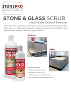Stone Pro Stone and Glass Scrub - Hard Water Stain Remover - Remove Spots on Glass, Natural Stone, Quartz, & Metal Fixtures (Quart)