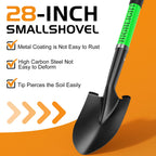 HIGHLIGHT Kids Digging Shovel, Beach 28Inch Fiberglass D Grip Round Green