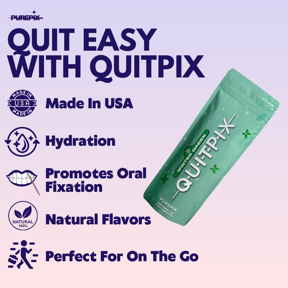 QuitPix to Help Quit Smoking Extra Thick Boosting Flavored Toothpicks - Oral Fixation - Nicotine Free Toothpicks - Kosher Flavors Variety Pack 40 Count (Pack of 4)