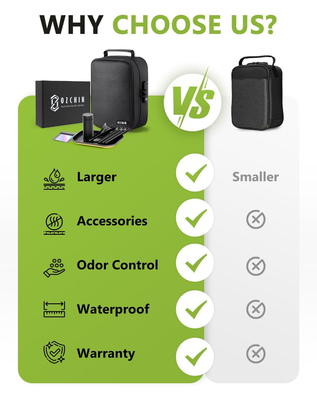 OZCHIN Large Smell Proof Bag with Combination Lock Odor Proof Lock Box Travel Storage Case Activated Charcoal Bag Great Christmas Gift (Black 1)