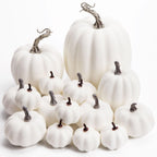 DomeStar 16 PCS White Fake Pumpkins for Decorating, Faux Pumpkins
