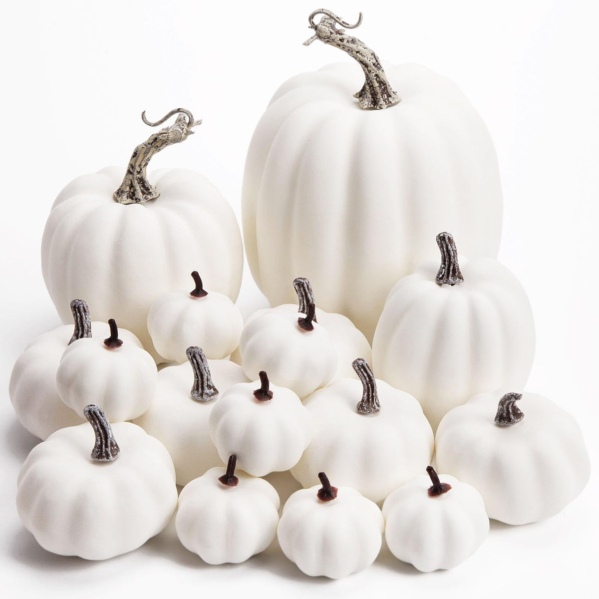 DomeStar 16 PCS White Fake Pumpkins for Decorating, Faux Pumpkins