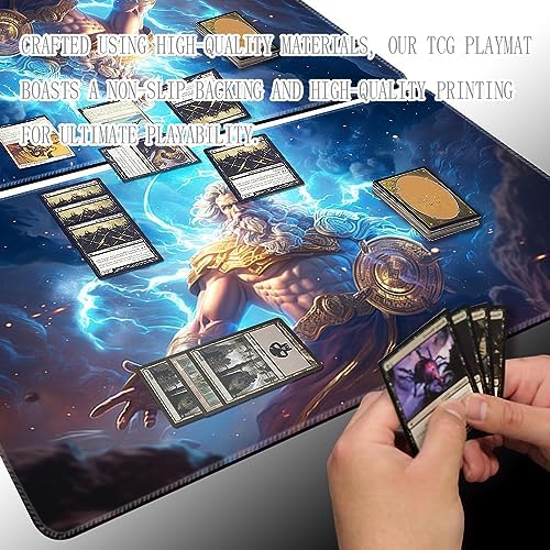 MTG Playmat Size 24x14in Free Storage Bags Non-Slip Backing, Ideal for Card Game Enthusiasts TCG Playmat (Lightning Lord-No Deck)