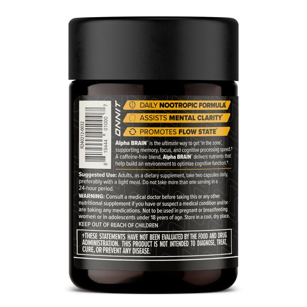 ONNIT Alpha Brain Nootropic Capsules for Men & Women, IGEN Non-GMO Tested Memory, Focus & Mental Clarity, with L-Theanine and Vitamin B6, 30 Count Each, Pack of 3 (90 Capsules)