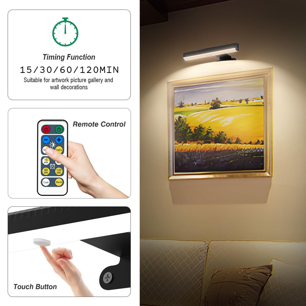 EUIOKUN Wireless Picture Light with Remote,Battery Operated Wall Sconces