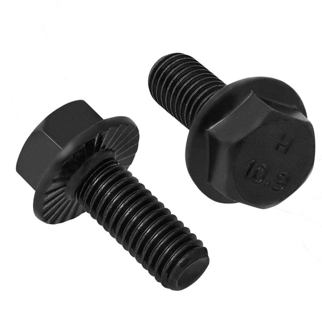 VGBUY M6-1.0 x 12mm Flanged Hex Head Bolts,External Flange Hex Drive Screws,Class 10.9 Black Zinc Plated,Alloy Steel,Full Coarse Thread,Pump,Fix Car,DIY Project(60Pcs)