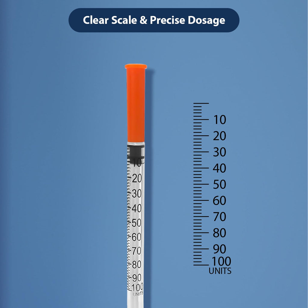 30 Pack U-100 Syringes with Needle, 1ml 30G 5/16" 8mm Syringe