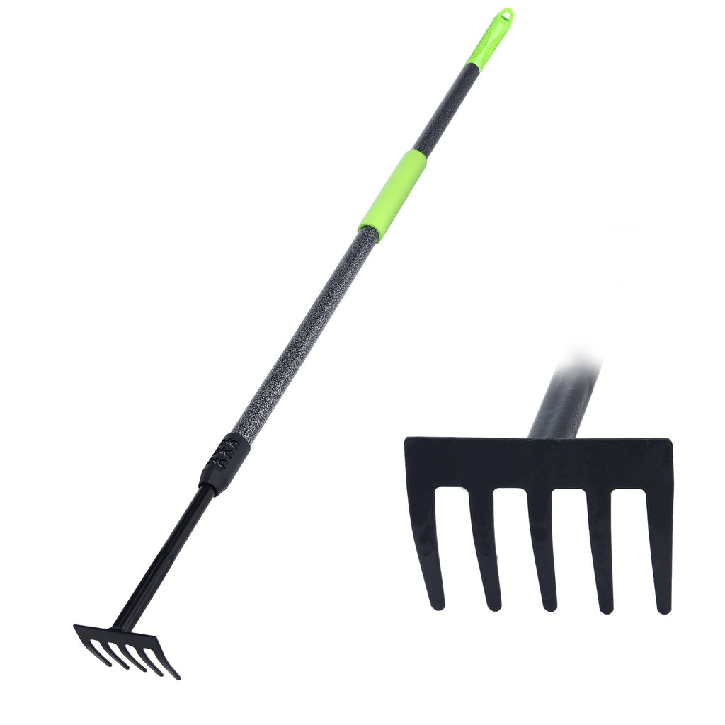 KLDOLLAR Hand Rake, Adjustable Handle Garden Small Rake Garden Tool
