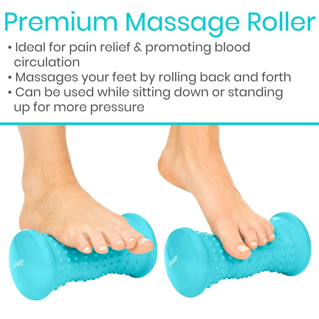 Vive Massage Ball Set (4 Piece) - Plantar Fasciitis Relief Foot Pain Hot Cold Therapy - Heel Spur, Sore Muscle, Trigger Point, Back, Arm, Neck, Shoulder, Leg Circulation Roller