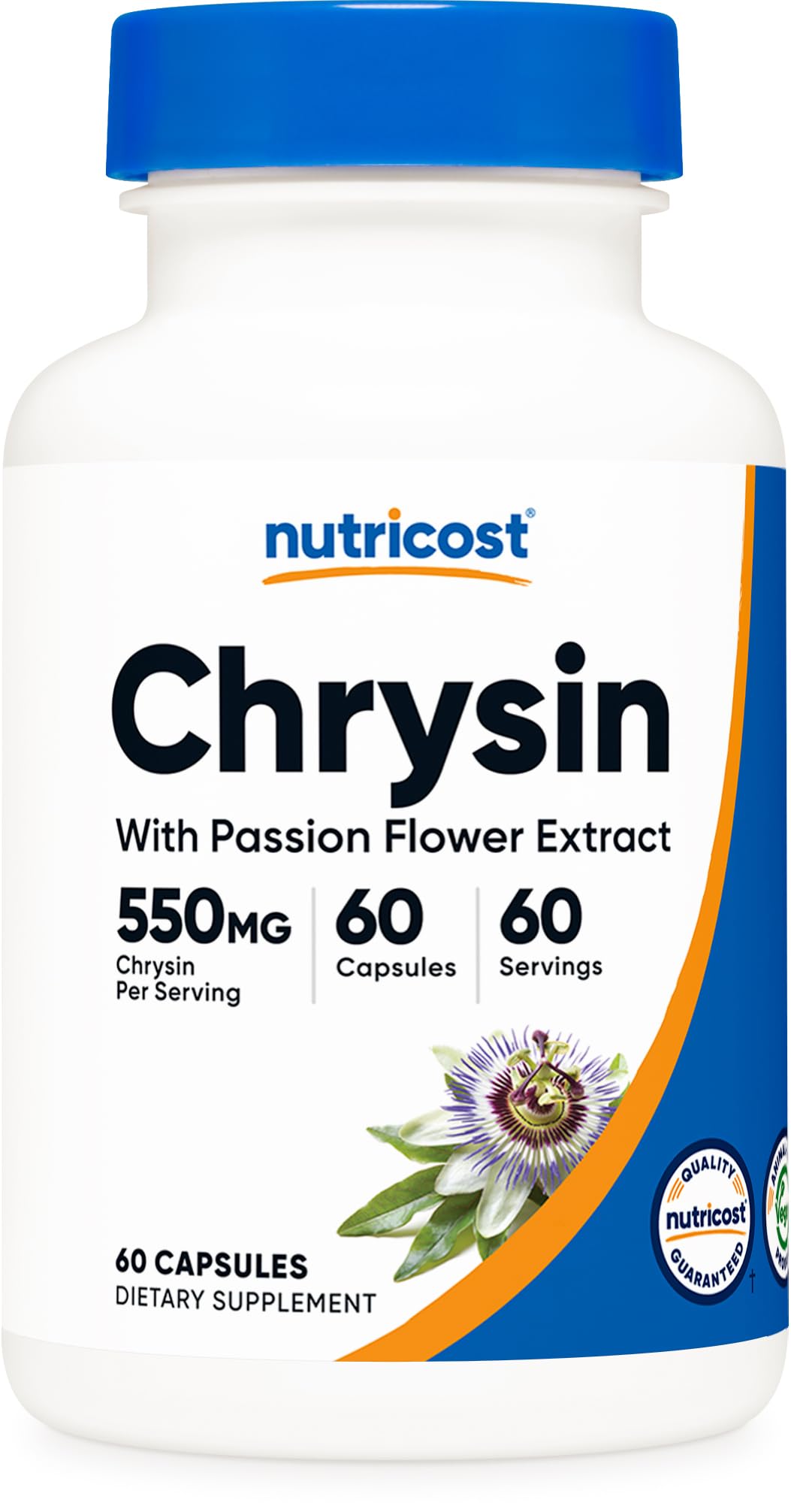 Nutricost Chrysin Supplement (550mg) 60 Capsules - with Passion Flower Extract, Vegan, GMO-Free, Gluten-Free