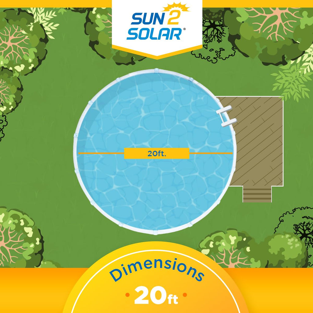 Sun2Solar Blue 20 ft Round Solar Cover | 8 Mil | Heat Retaining Blanket for Above Ground & Inground Swimming Pools | Sun's Energy Heats Pool | Bubble Heating Blankets | 800 Series