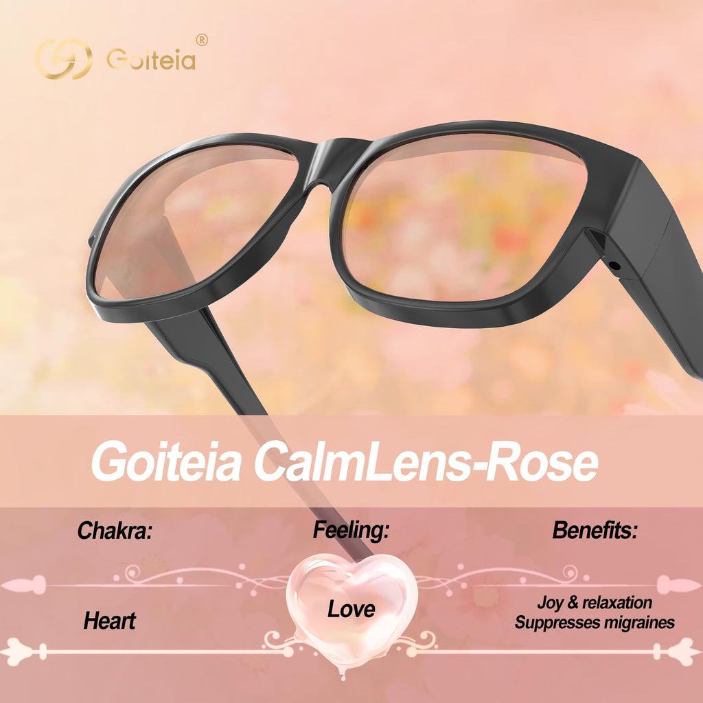 Goiteia FL-Rose Migraine Glasses Fit Over Glasses, Light Sensitivity Glasses for Fluorescent LED Glare/Screen Light/Migraine Relief, Block The Light From The Side