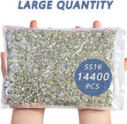 Beadsland Flatback Rhinestones Bulk,14400pcs AB Crystal Rhinestones for Nails Crafts Clothes DIY Decoration, Crystal AB, SS16, 3.8-4.0mm