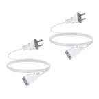 6FT 2 Prong White Slender Short Extension Cord, 18AWG NISPT-2 10A 125V Polarized Plug - Indoor Small Single Power Cord Wire for Christmas Lights, Behind TV/Couch, Home Office Use (2 Pack)